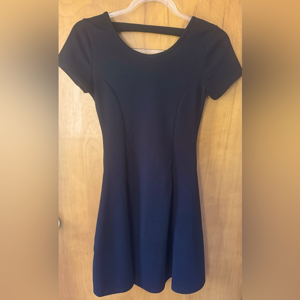 Olivia Rae black short sleeve skater dress low back small NEW WITH TAGS